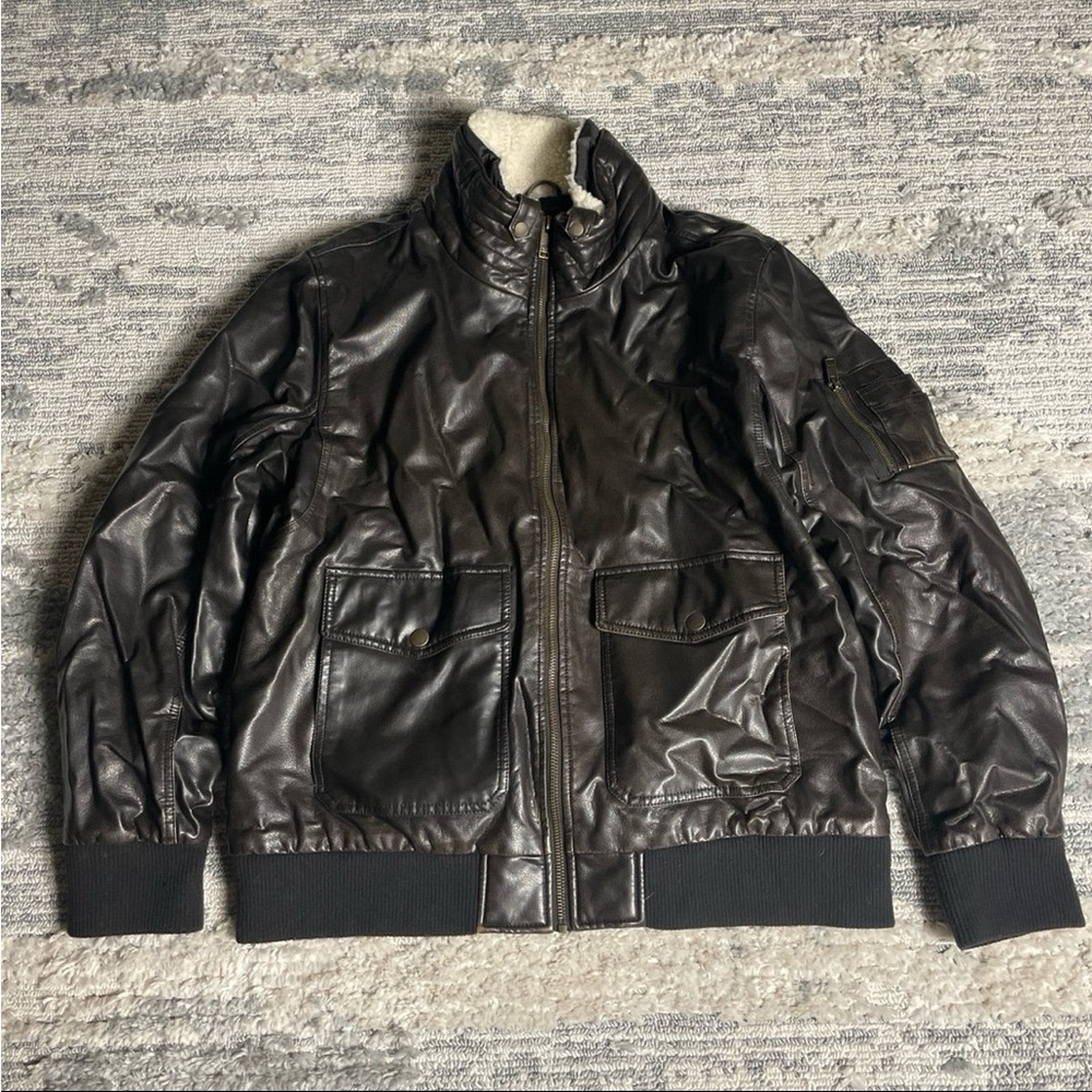 Men’s Brown Dockers Vinyl Leather Jacket - Size XL